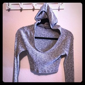 Long sleeve hooded comfy crop top